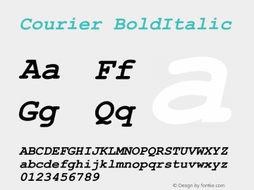 Courier PS Bold Italic Version 001.002 Font Sample