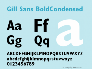 Gill Sans Bold Condensed Version 001.000 Font Sample