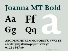 Joanna MT Bold Version 001.000 Font Sample