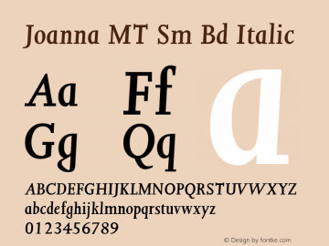 Joanna MT Sm Bd Italic Version 001.000图片样张