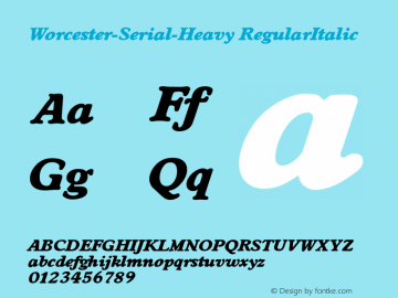 Worcester-Serial-Heavy RegularItalic 1.0 Mon Oct 21 21:14:24 1996图片样张