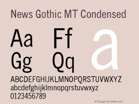 News Gothic MT Condensed Version 001.003图片样张