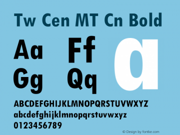 20th Century MT Cn Bold Version 001.002 Font Sample