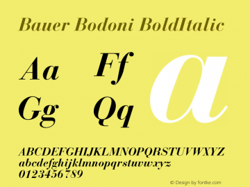 Bauer Bodoni CE Bold Italic Version 001.000图片样张