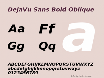 DejaVu Sans Bold Oblique Release 1.10 (DejaVu 0.0) Font Sample