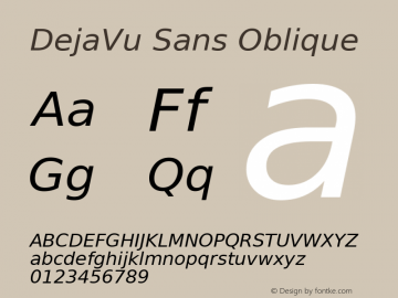 DejaVu Sans Oblique Release 1.10 (DejaVu 1.0)图片样张