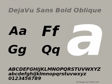 DejaVu Sans Bold Oblique Release 1.10 (DejaVu 1.1) Font Sample