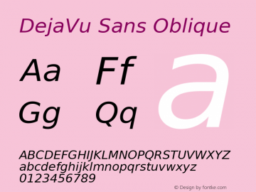 DejaVu Sans Oblique Release 1.10 (DejaVu 1.2) Font Sample