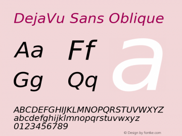 DejaVu Sans Oblique Release 1.10 (DejaVu 1.3) Font Sample