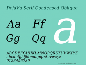 DejaVu Serif Condensed Oblique Version 1.11图片样张