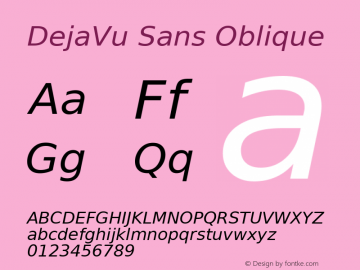 DejaVu Sans Oblique Version 1.13 Font Sample