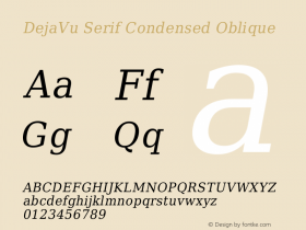 DejaVu Serif Condensed Oblique Version 1.15 Font Sample