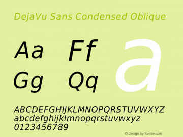 DejaVu Sans Condensed Oblique Version 2.1图片样张