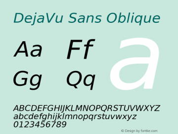 DejaVu Sans Oblique Version 2.2 Font Sample