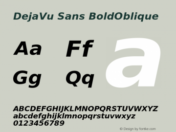 DejaVu Sans Bold Oblique Version 2.3 Font Sample
