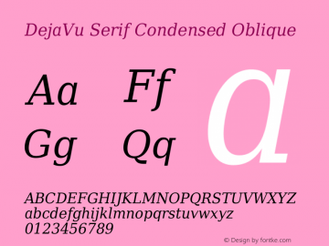 DejaVu Serif Condensed Oblique Version 2.6 Font Sample