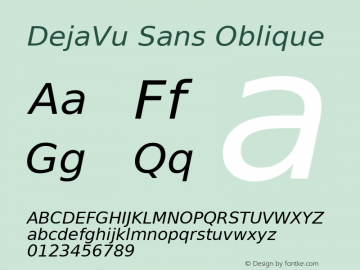 DejaVu Sans Oblique Version 2.6 Font Sample