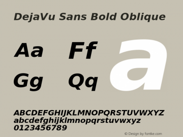 DejaVu Sans Bold Oblique Version 2.7 Font Sample