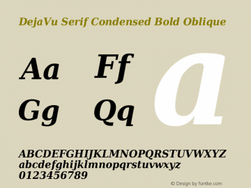 DejaVu Serif Condensed Bold Oblique Version 2.9图片样张