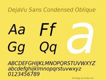 DejaVu Sans Condensed Oblique Version 2.10 Font Sample