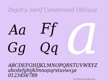 DejaVu Serif Condensed Oblique Version 2.10 Font Sample