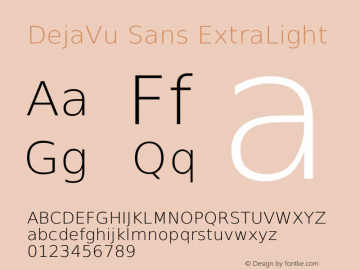 DejaVu Sans ExtraLight Version 2.10 Font Sample