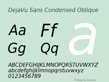 DejaVu Sans Condensed Oblique Version 2.12 Font Sample