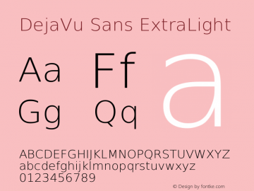 DejaVu Sans ExtraLight Version 2.12 Font Sample