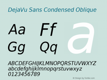 DejaVu Sans Condensed Oblique Version 2.13 Font Sample