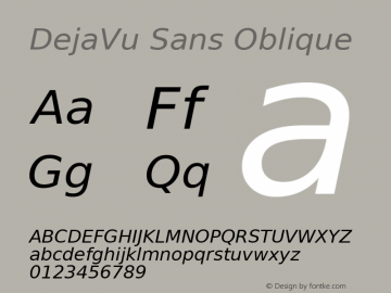 DejaVu Sans Oblique Version 2.14 Font Sample