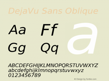 DejaVu Sans Oblique Version 2.15 Font Sample