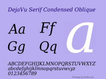 DejaVu Serif Condensed Oblique Version 2.16 Font Sample