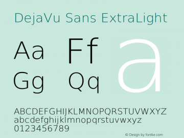 DejaVu Sans ExtraLight Version 2.16 Font Sample