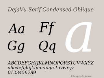 DejaVu Serif Condensed Oblique Version 2.17 Font Sample