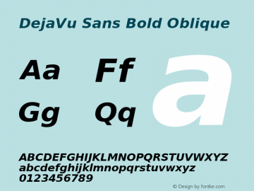 DejaVu Sans Bold Oblique Version 2.17 Font Sample