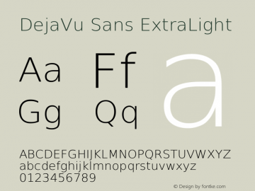 DejaVu Sans ExtraLight Version 2.19 Font Sample