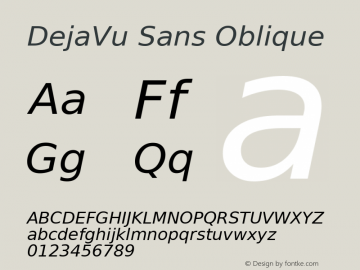 DejaVu Sans Oblique Version 2.19 Font Sample
