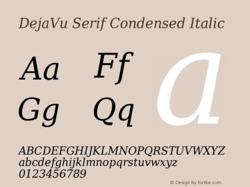 DejaVu Serif Condensed Italic Version 2.20图片样张