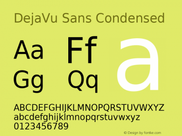 DejaVu Sans Condensed Version 2.22 Font Sample