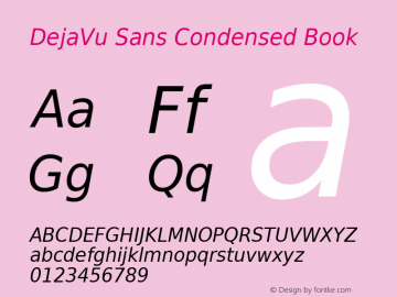 DejaVu Sans Condensed Oblique Version 2.22 Font Sample