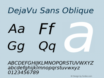 DejaVu Sans Oblique Version 2.25 Font Sample