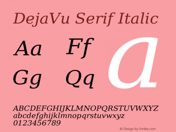 DejaVu Serif Italic Version 2.25 Font Sample