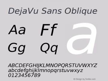 DejaVu Sans Oblique Version 2.26 Font Sample