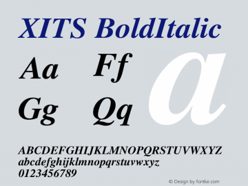 XITS Bold Italic Version 001.003 Font Sample