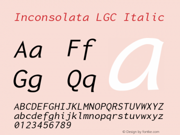 Inconsolata LGC Italic Version 1.1.0 Font Sample