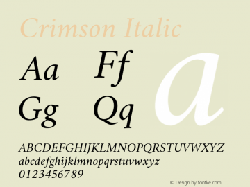 Crimson Italic Version 0.8 Font Sample