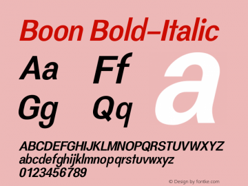 Boon Bold Italic Version 0.2 Font Sample