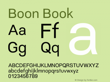 Boon Book Version 0.2 Font Sample
