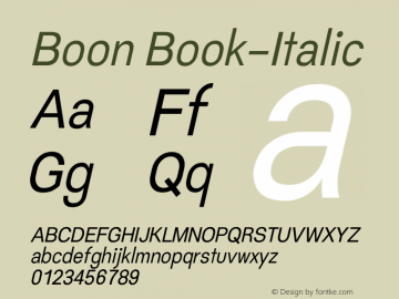 Boon Book Italic Version 0.2 Font Sample