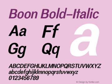 Boon Bold Italic Version 0.4 Font Sample
